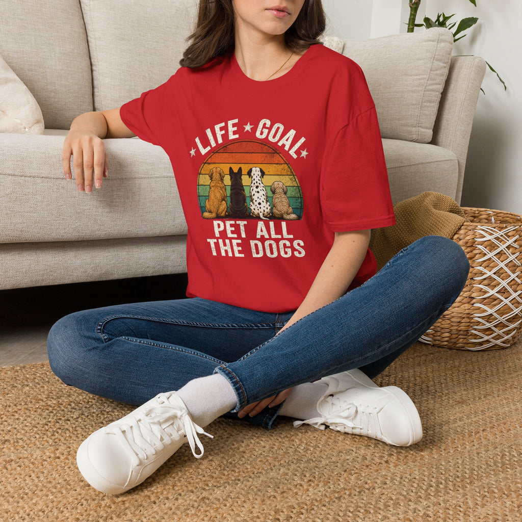 Life Goal: Pet All the Dogs Retro Rainbow Dog Lover Tee
