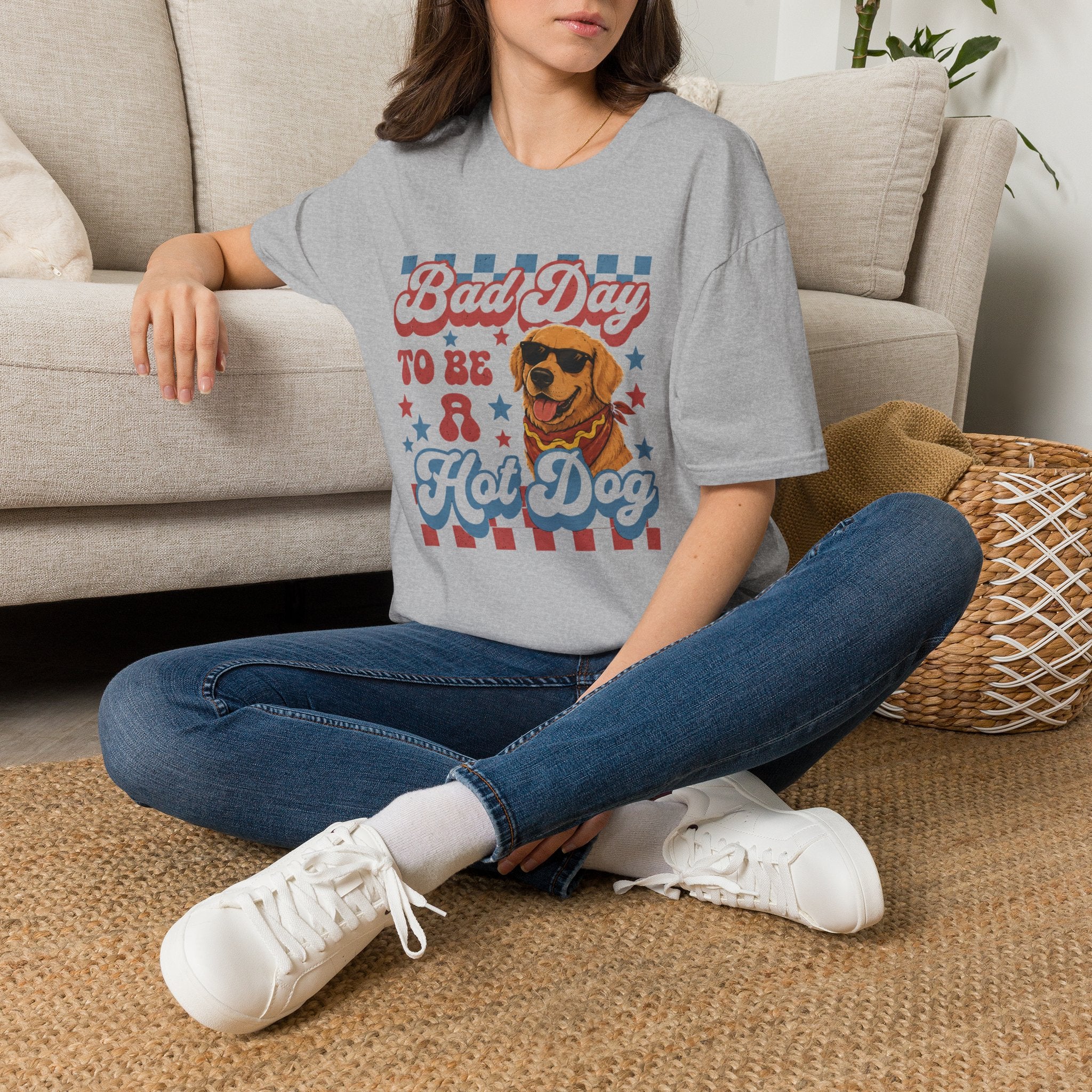 Bad Day to Be a Hot Dog T-Shirt — Retro Patriotic Dog Graphic Tee