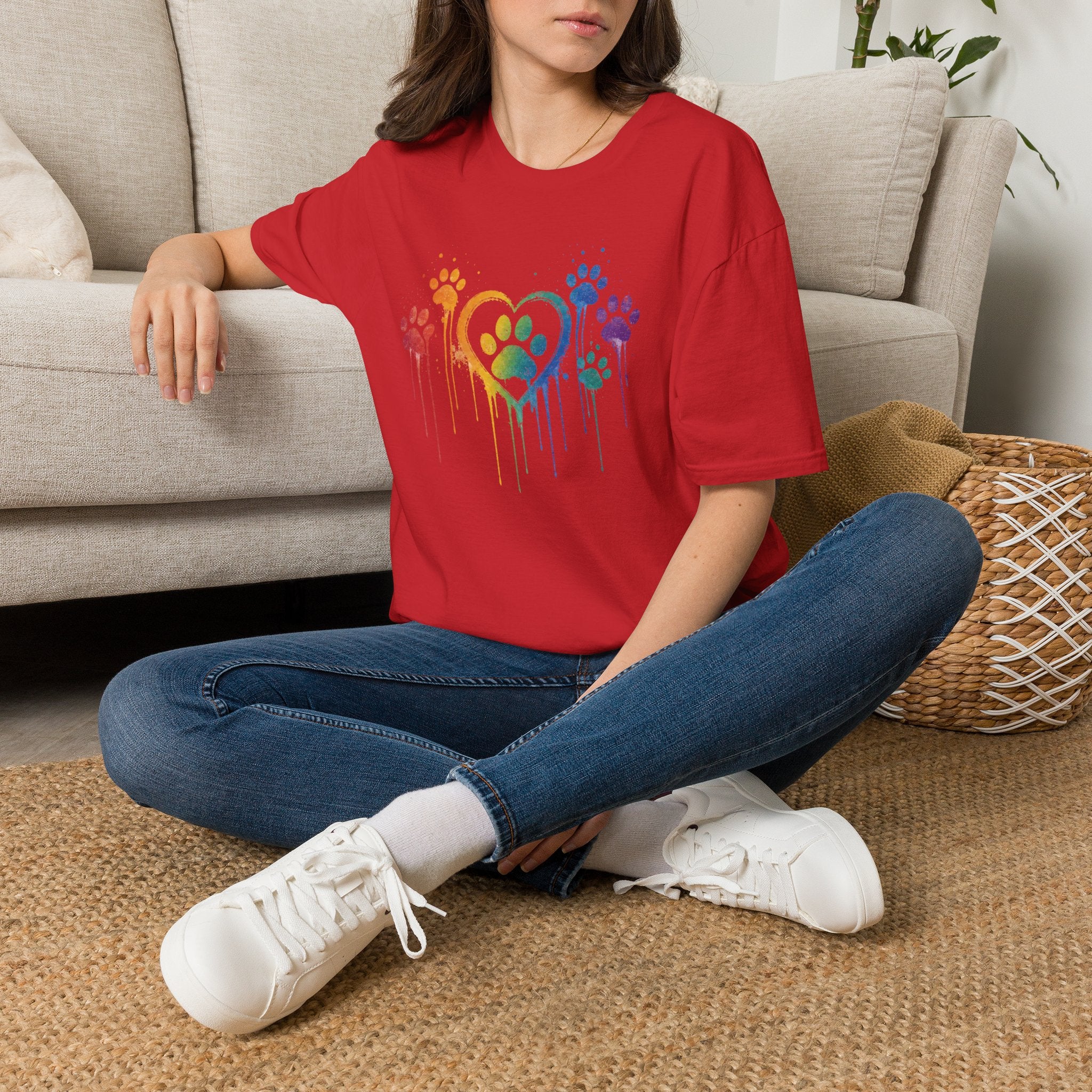 T-Shirt — Rainbow Paw Heart Tee (LGBTQ+ Pet Lover Pride Shirt)