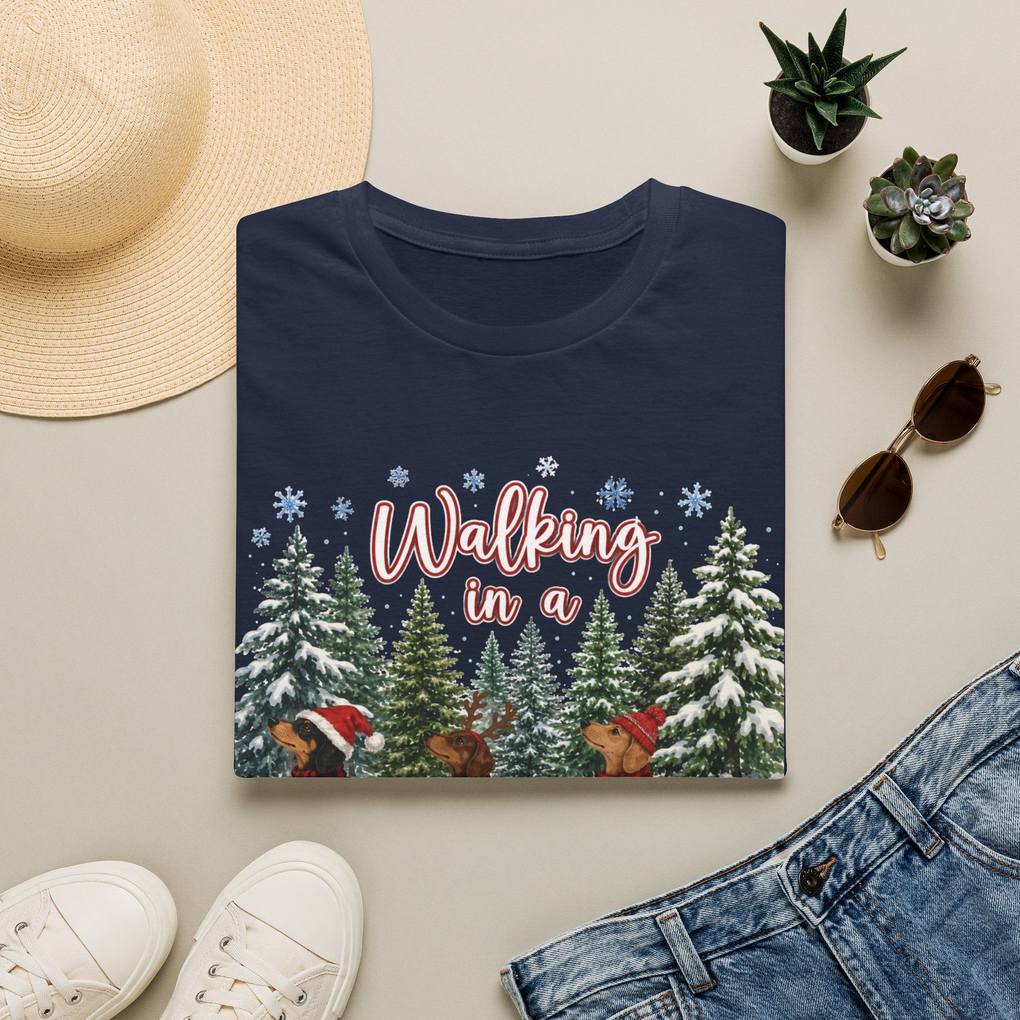 Walking in a Wiener Wonderland Forest Dogs Holiday Shirt