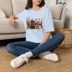Christmas Dogs T-Shirt — Festive Puppies with Santa Hats & Reindeer Antlers