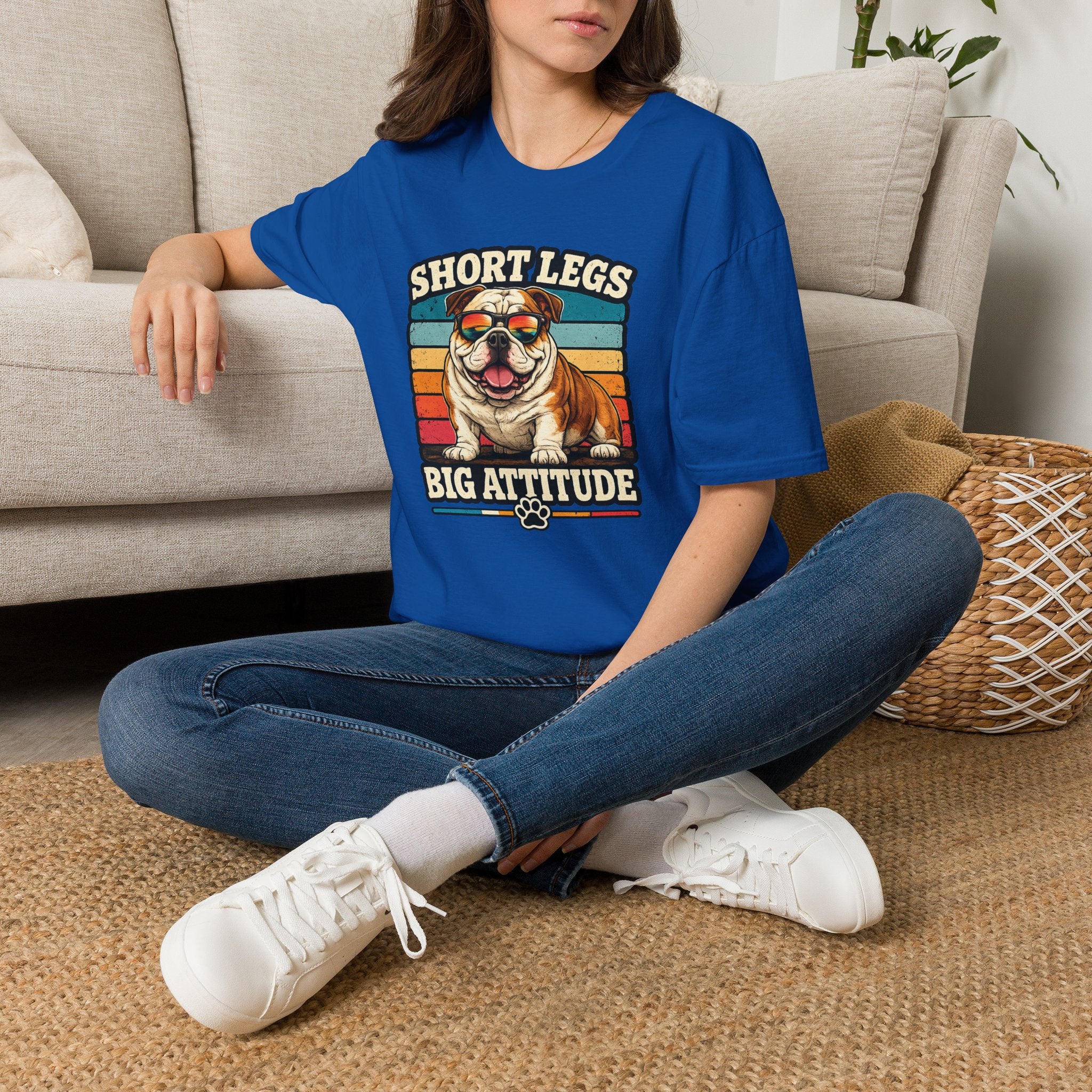 Bulldog Short Legs, Big Attitude Retro T-Shirt