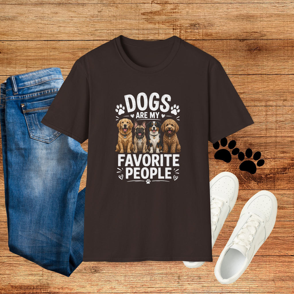 Dogs Are My Favorite People Cute Paw Print Dog Lover Tee