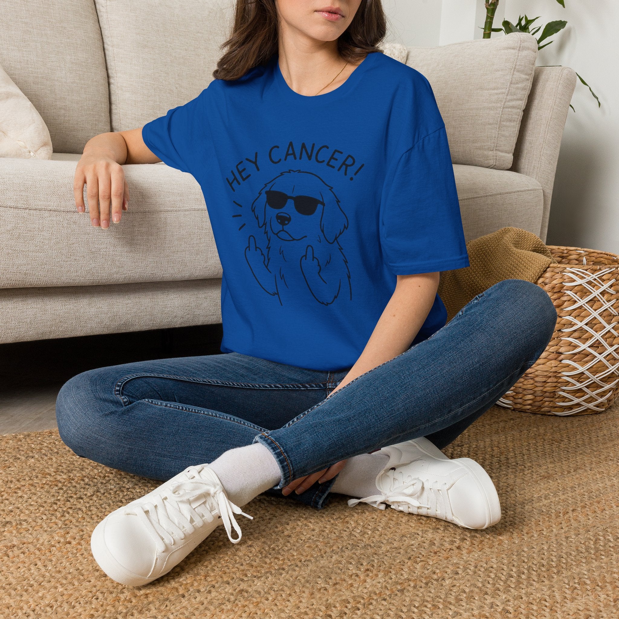 Hey Cancer! Dog Graphic T-Shirt — Cheeky Cancer Survivor Support Tee