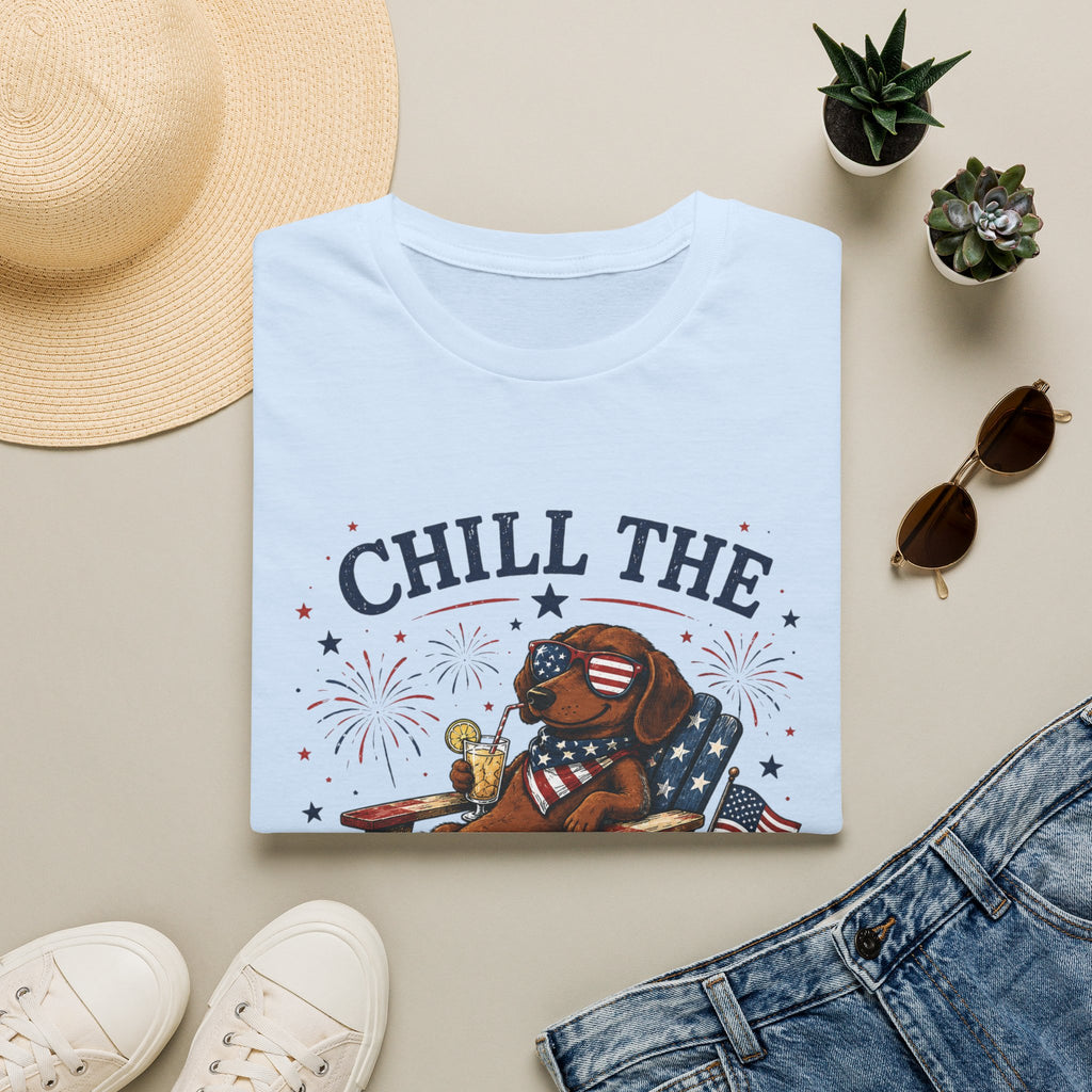 Patriotic "Chill the Fourth Out" T-Shirt — Relaxed 4th of July Dog Graphic Tee