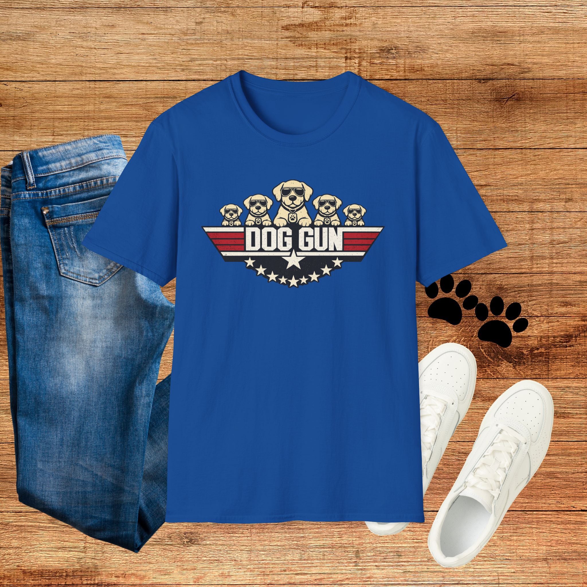 Dog Gun T-Shirt — Retro Patriotic Puppy Graphic Tee