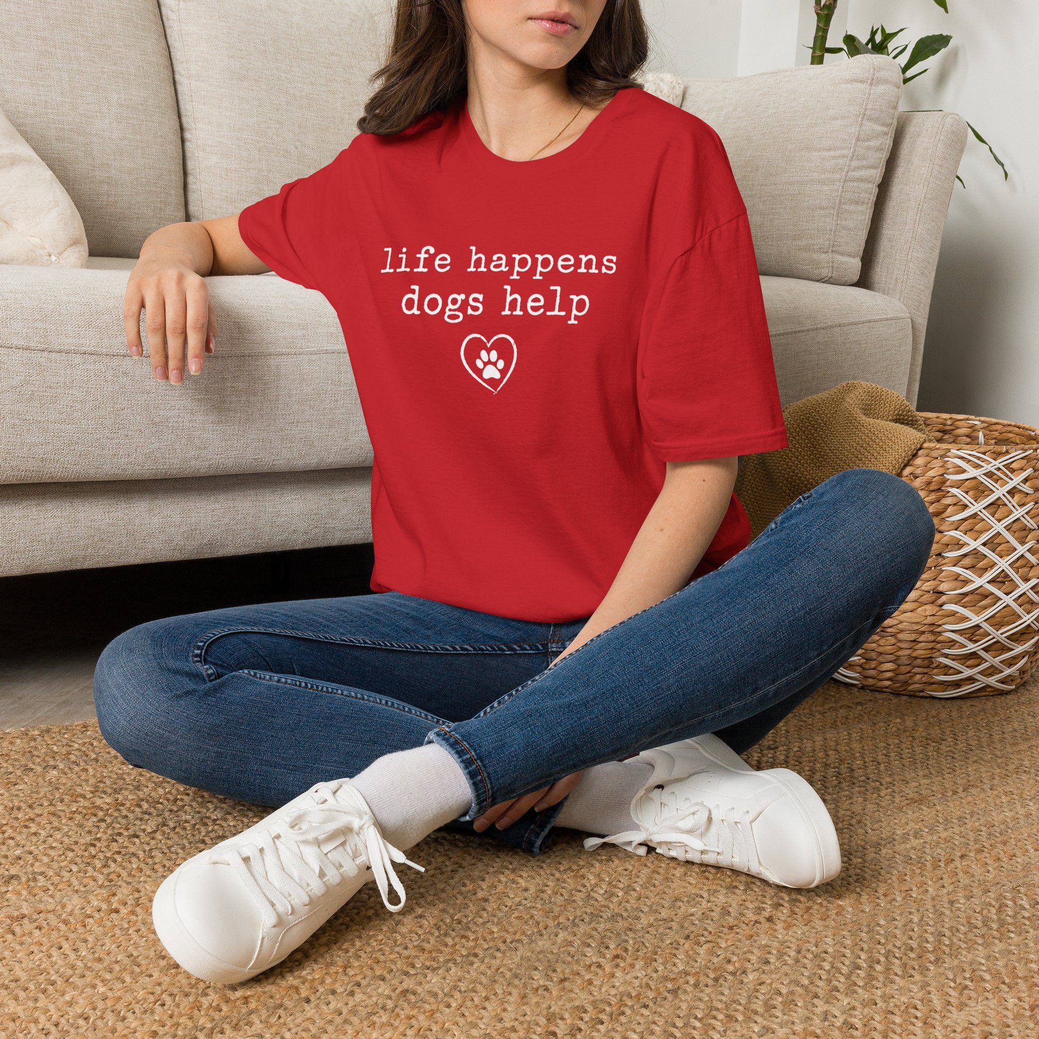 Life Happens Dogs Help Minimalist Dog Lover Tee