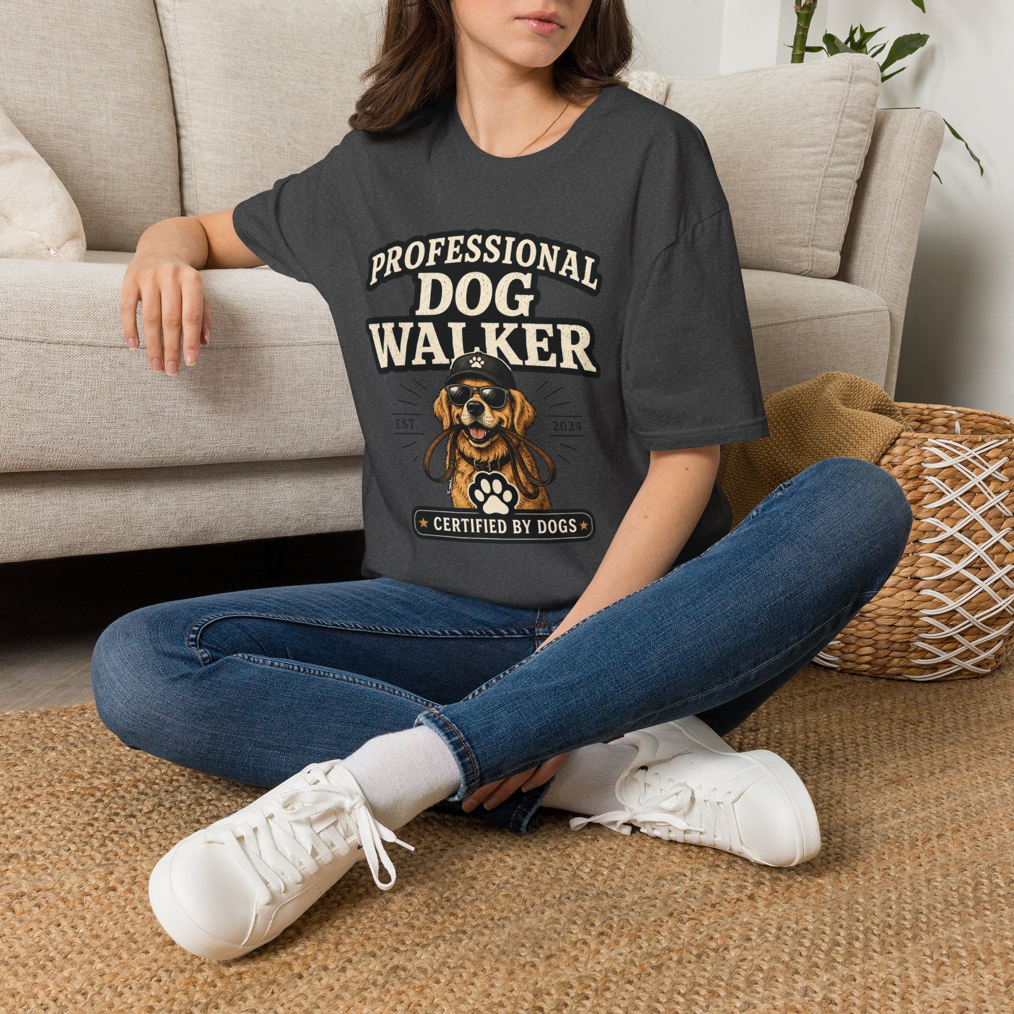Professional Dog Walker T-Shirt — Certified by Dogs Graphic Tee