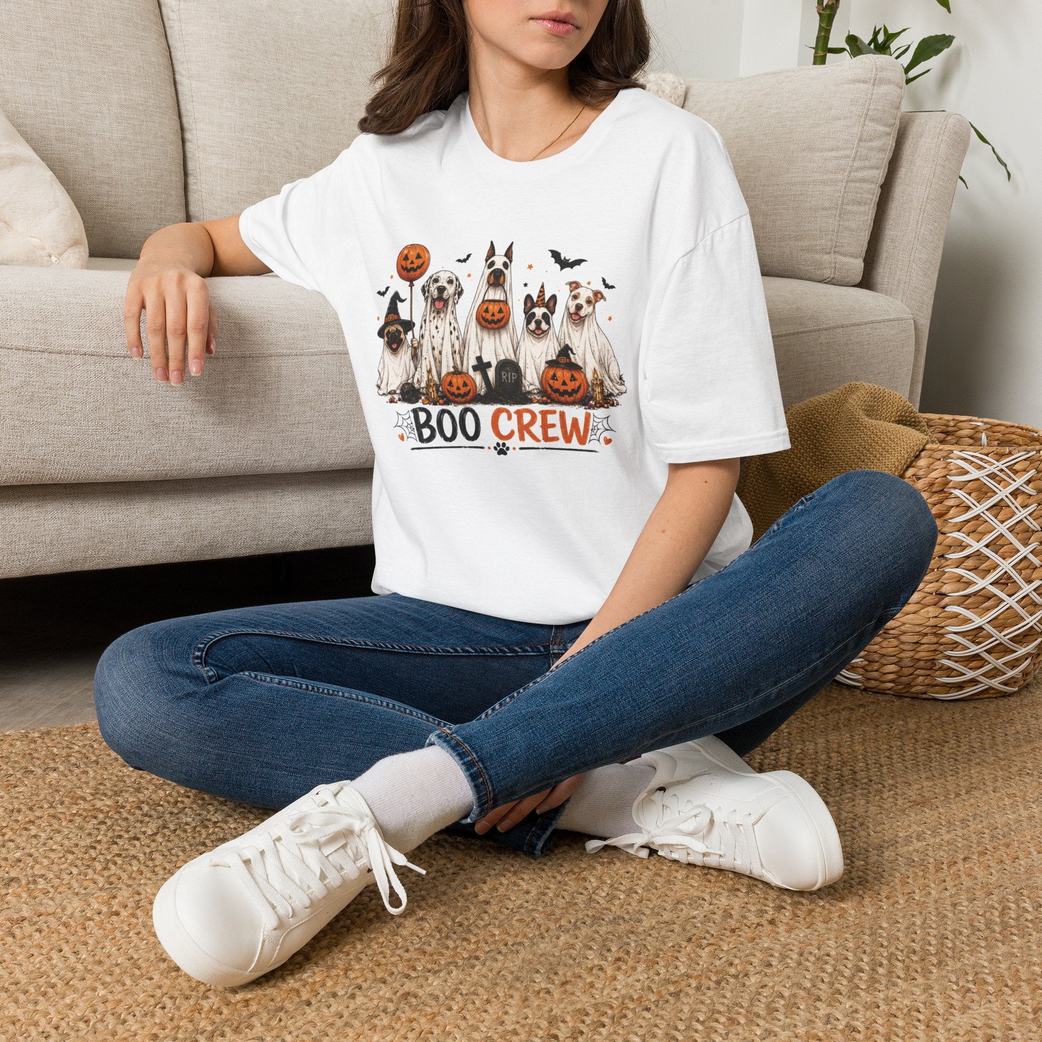 Halloween 'Boo Crew' Dog T-Shirt — Cute Puppy Ghosts & Pumpkins