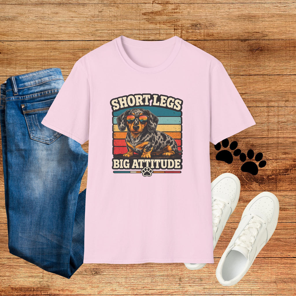 Dachshund Short Legs, Big Attitude Retro Stripe T-Shirt