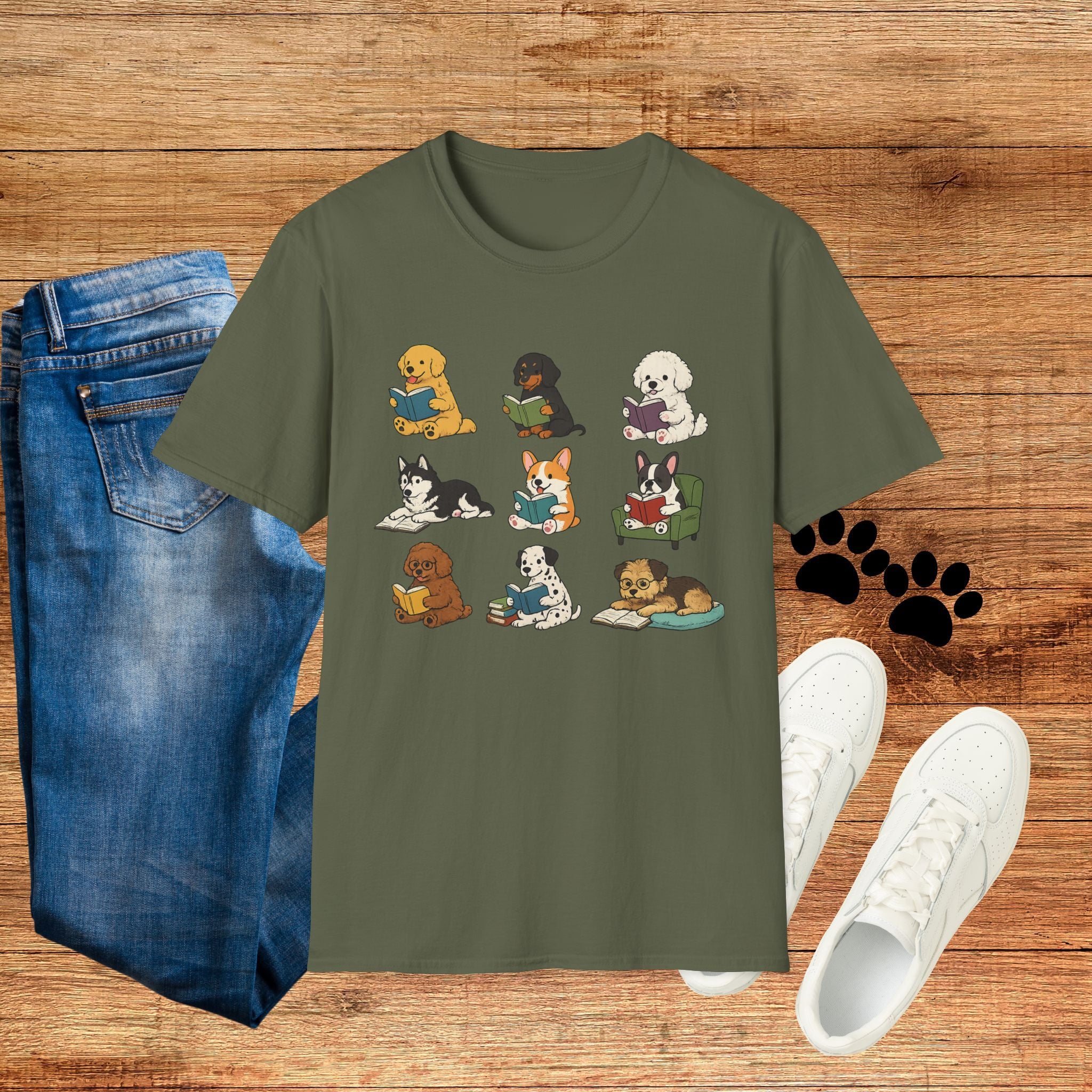 Reading Dogs T-Shirt — Cute Puppy Book Club Graphic Tee