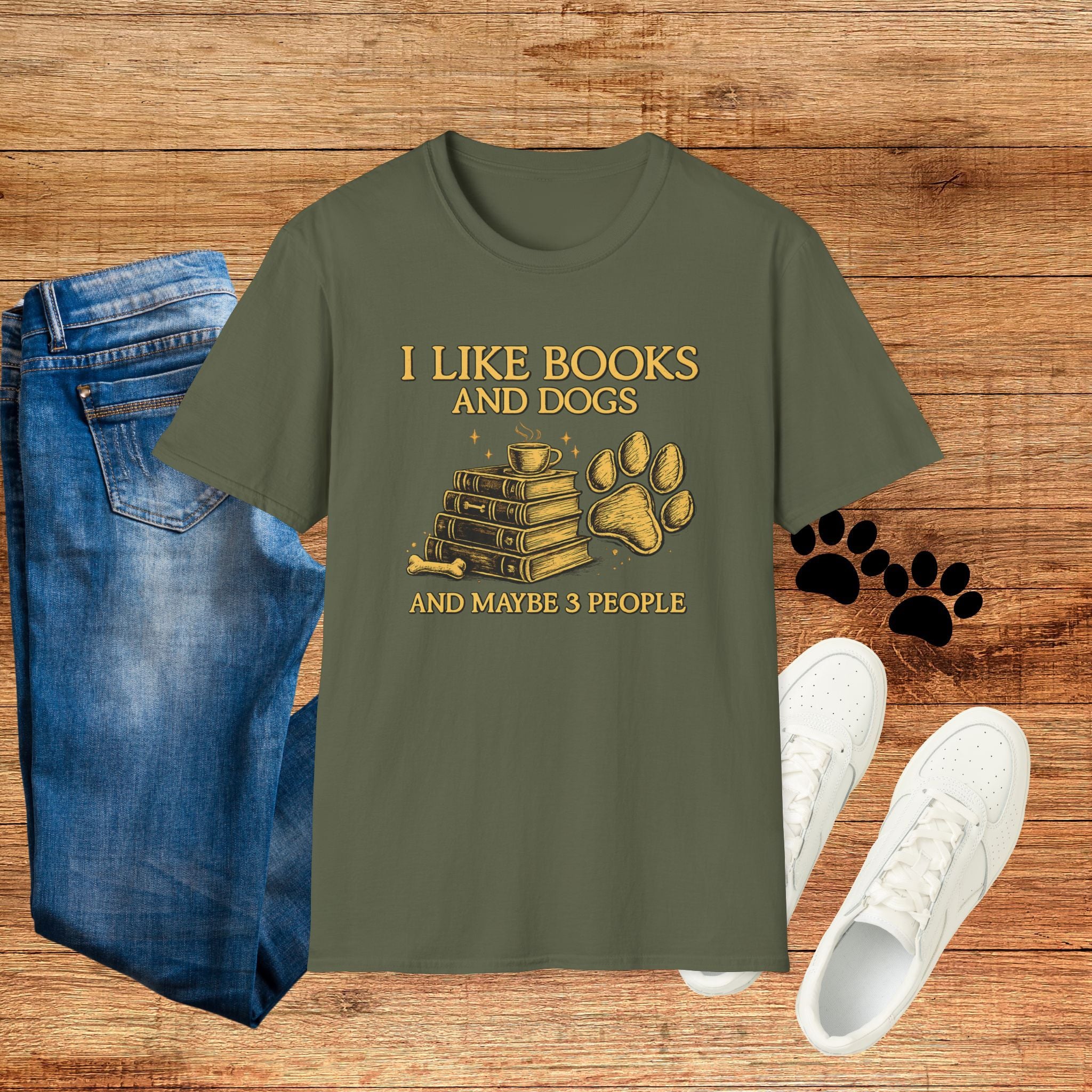 I Like Books and Dogs Graphic Tee (and Maybe 3 People)
