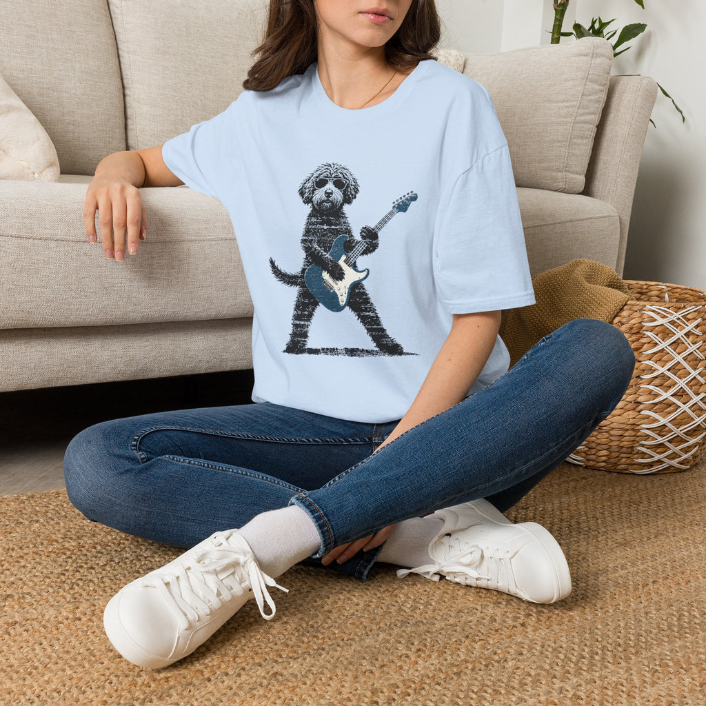 Dog Playing Electric Guitar T-Shirt – Cute Rocker Puppy Graphic Tee