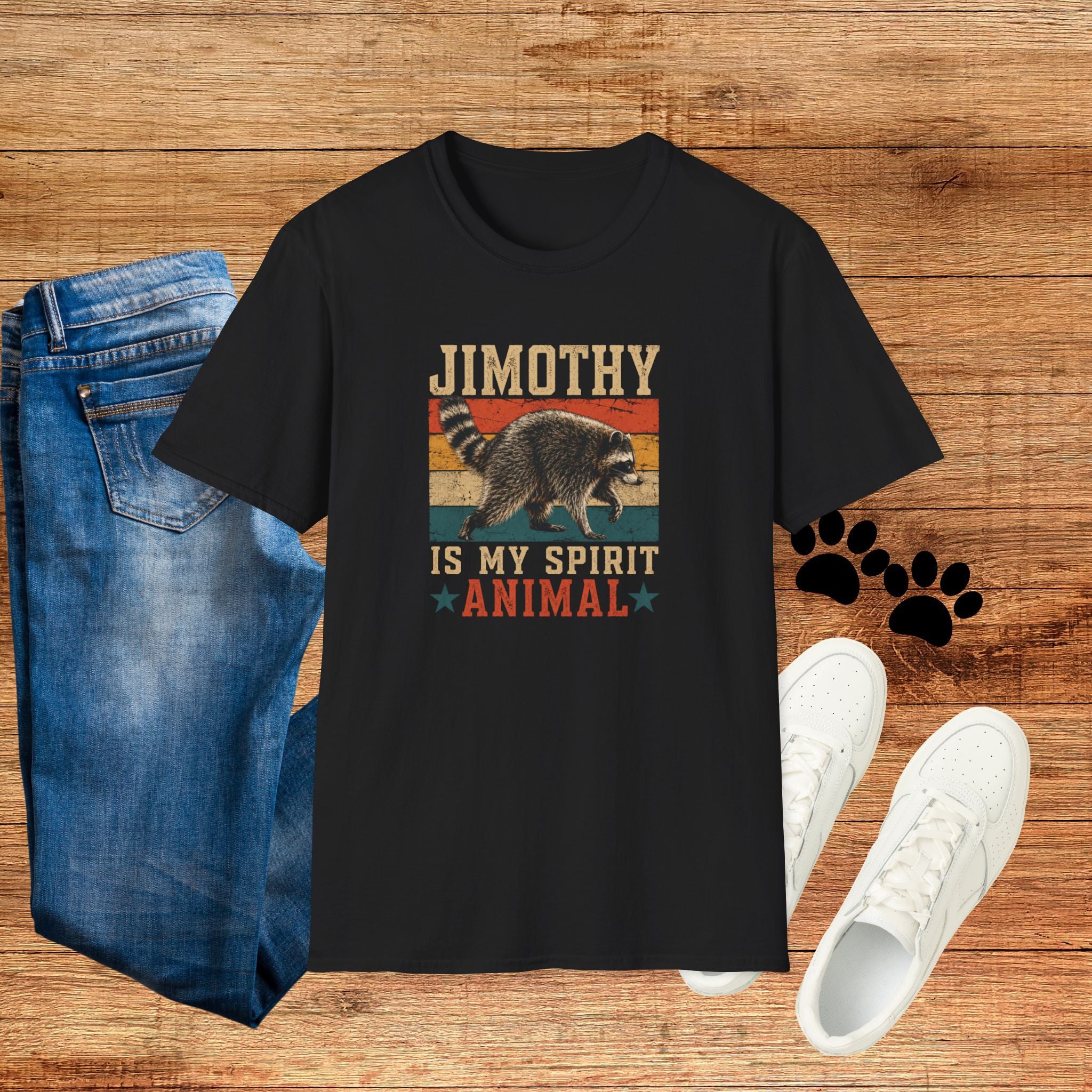 Jimothy Is My Spirit Animal Retro Tee Raccoon