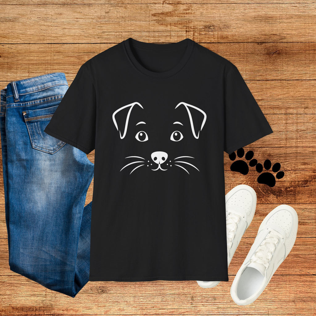 Cute Puppy Face T-Shirt — Minimal Dog Graphic Tee for Dog Lovers
