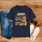 Dogs Are My Favorite Distraction T-Shirt – Cute Golden Retriever Paw Print Tee