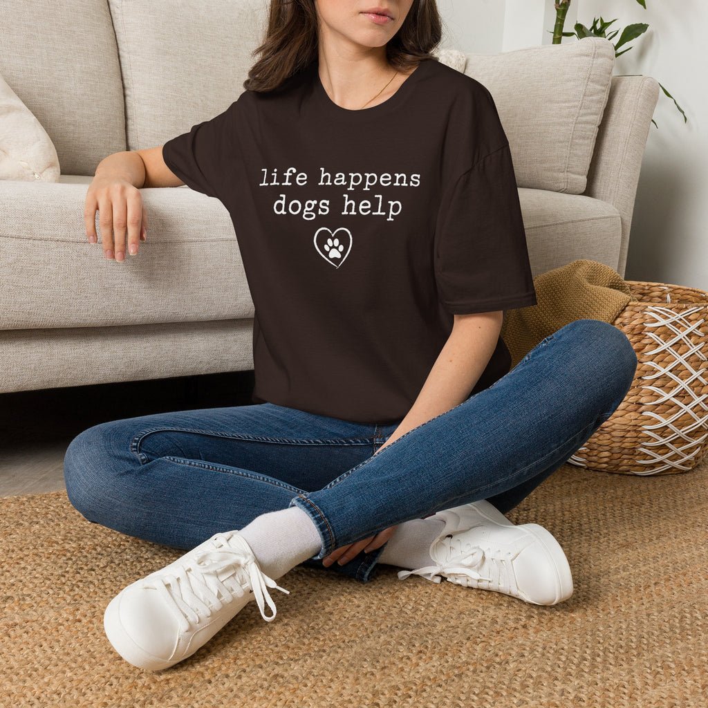 Life Happens Dogs Help Minimalist Dog Lover Tee