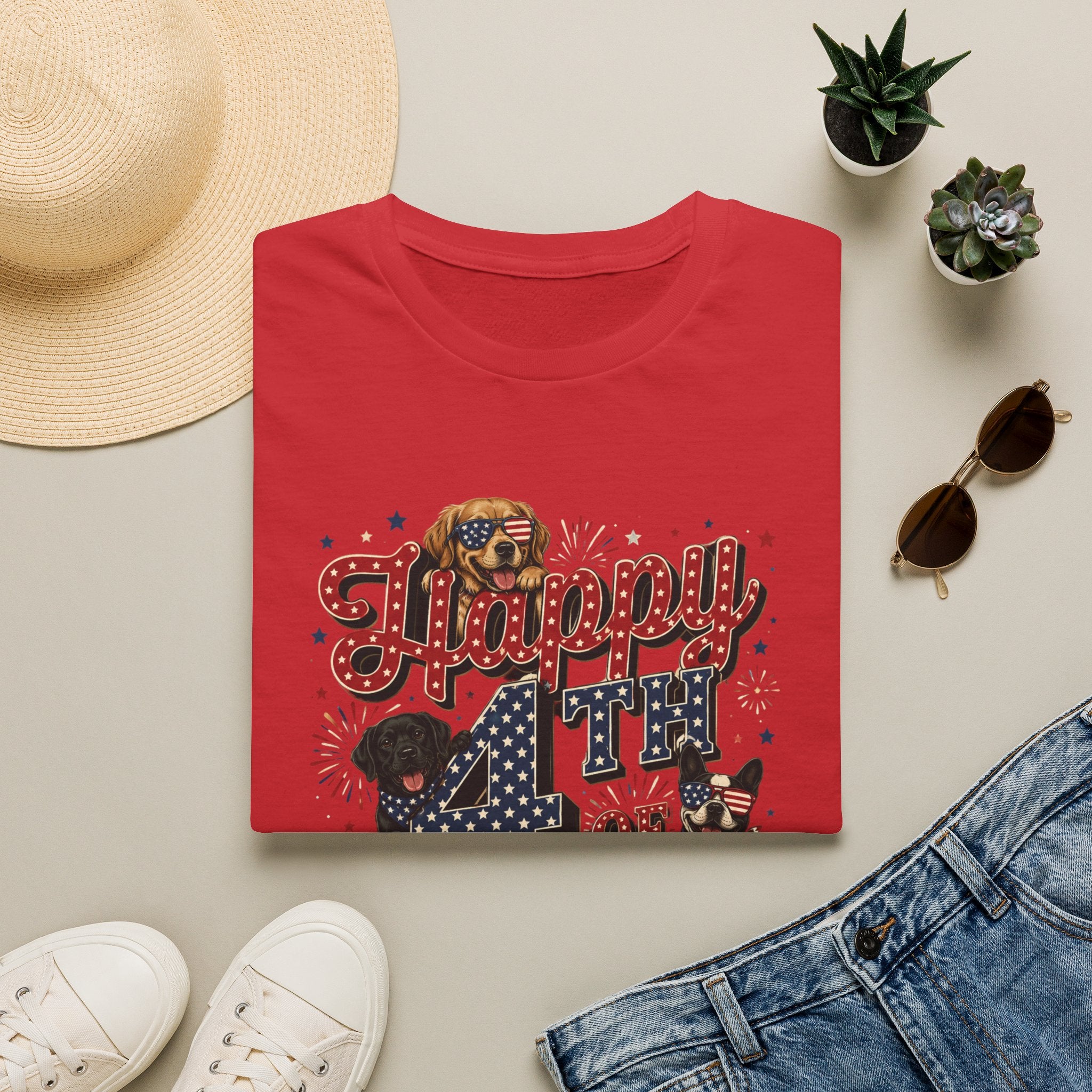 4th of July Dog T-Shirt — "Happy 4th of July" Patriotic Pet Tee