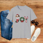 Christmas Joy Dog T-Shirt — Cute Puppy in Stocking & Candy Cane Holiday Tee