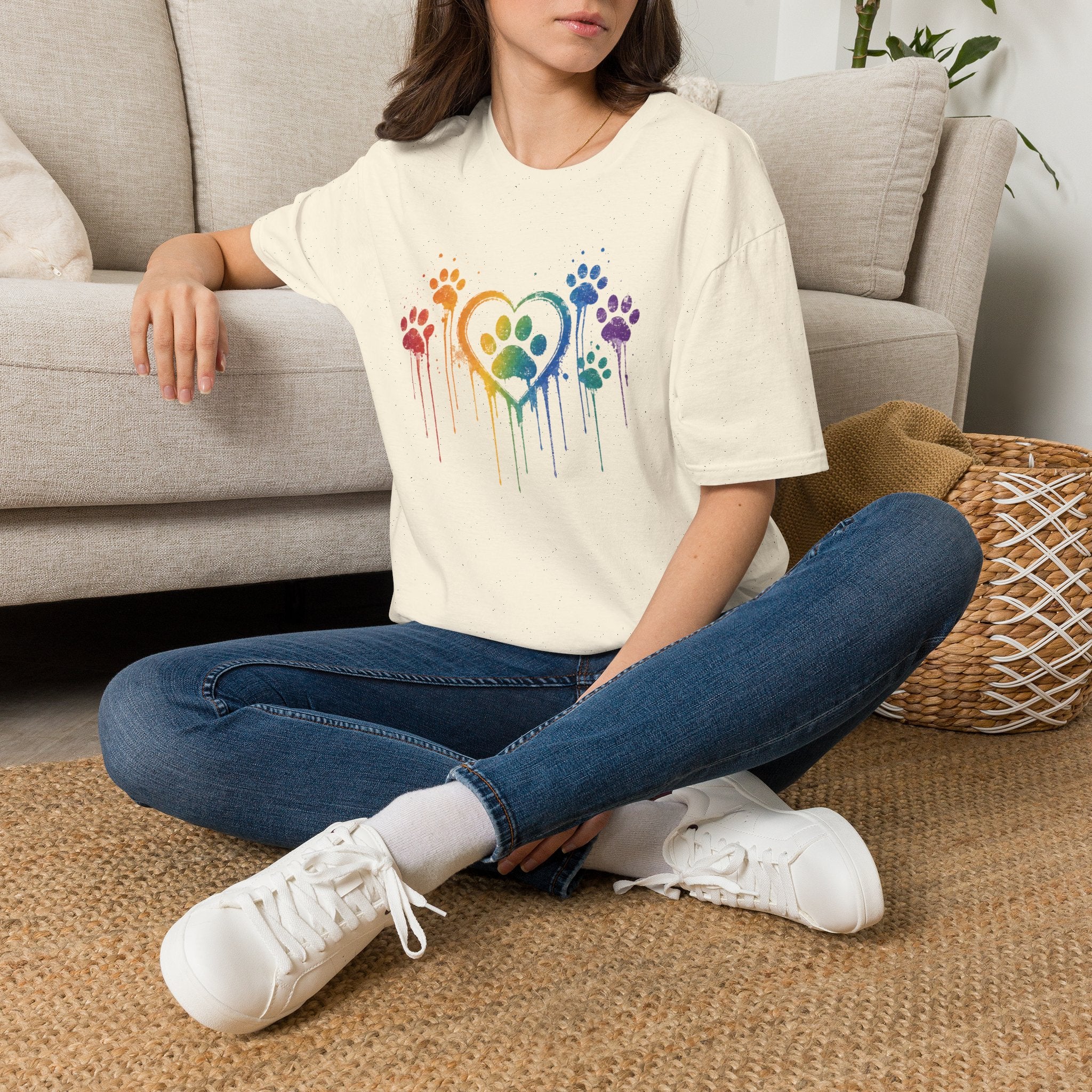 T-Shirt — Rainbow Paw Heart Tee (LGBTQ+ Pet Lover Pride Shirt)