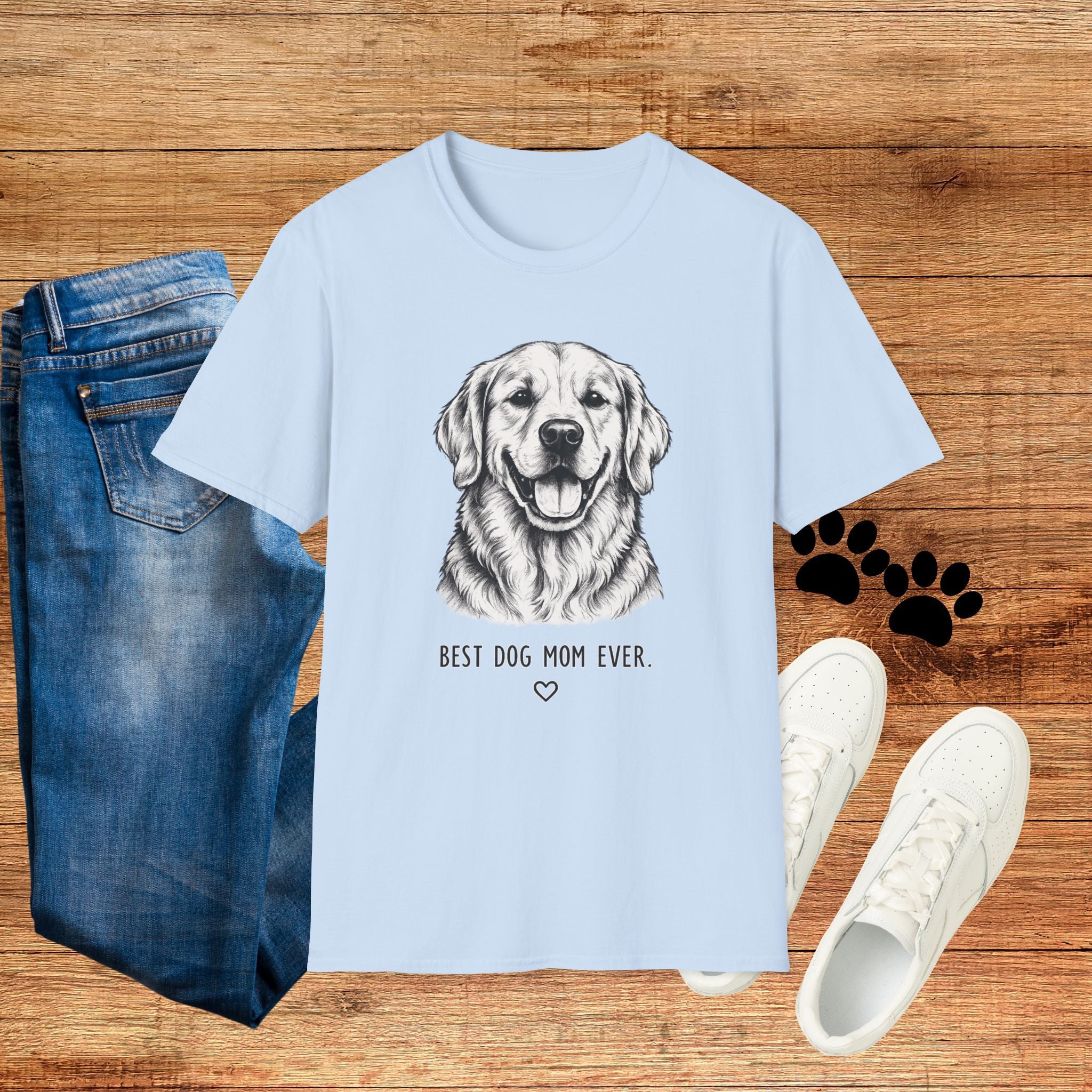 Dog Mom T‑Shirt — 'Best Dog Mom Ever' Golden Retriever Tee
