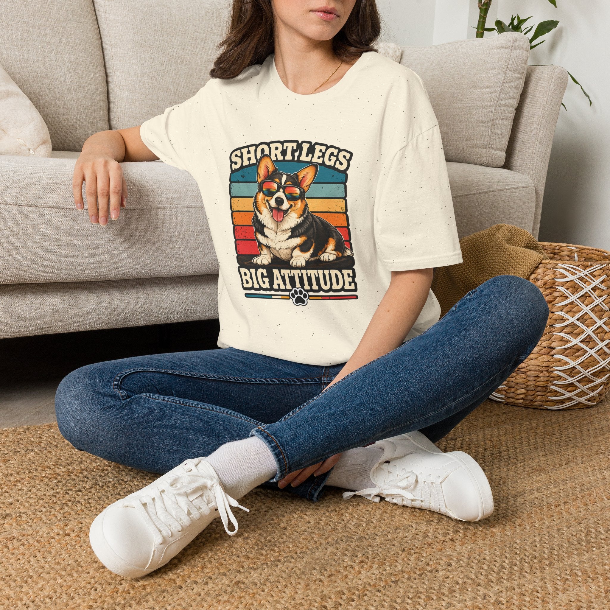 Corgi Short Legs, Big Attitude T-Shirt - Vintage Retro Dog Tee