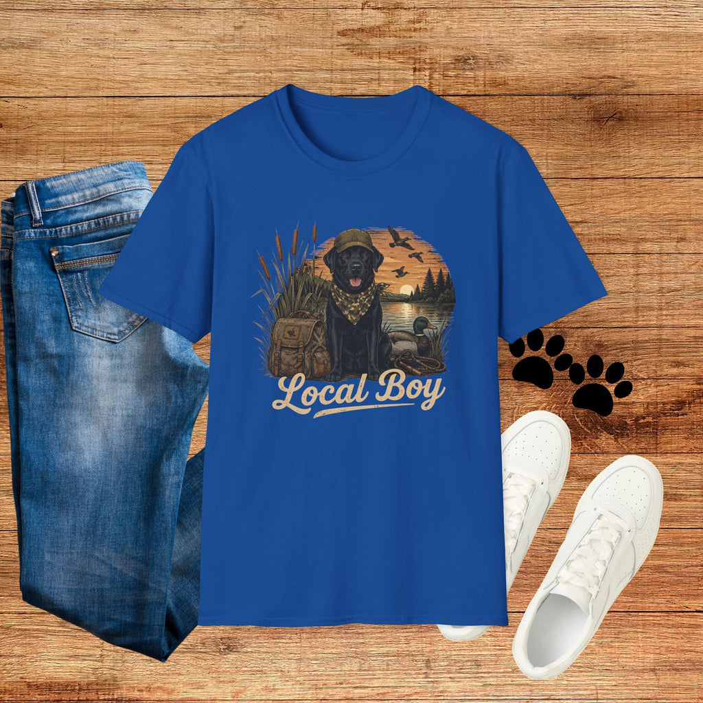 Local Boy Duck Hunting Black Lab Sunset Graphic