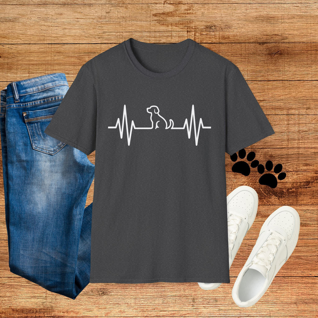 Dog Heartbeat T-Shirt — Paw Print ECG Design for Dog Lovers