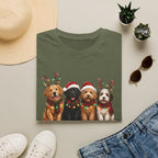 Christmas Dogs T-Shirt — Festive Puppies with Santa Hats & Reindeer Antlers