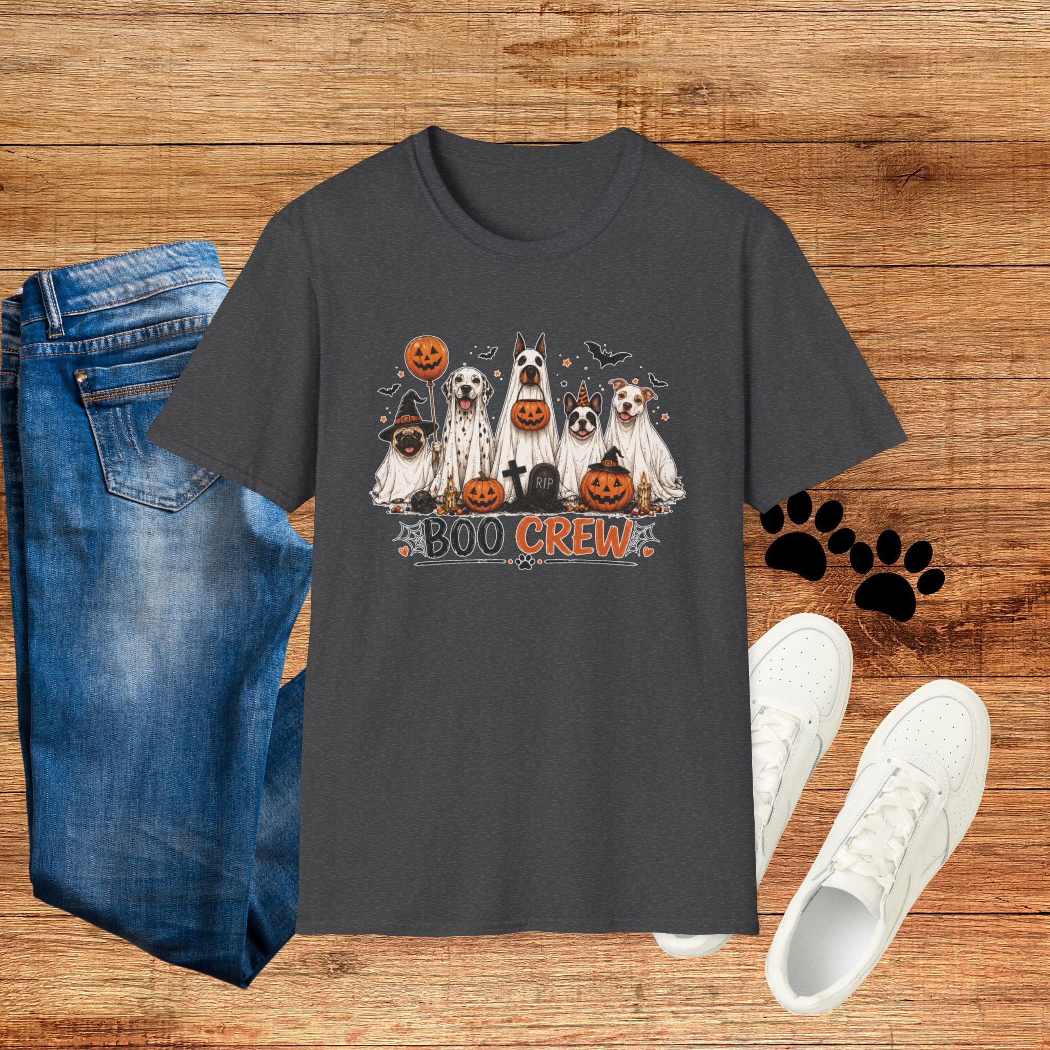 Halloween 'Boo Crew' Dog T-Shirt — Cute Puppy Ghosts & Pumpkins