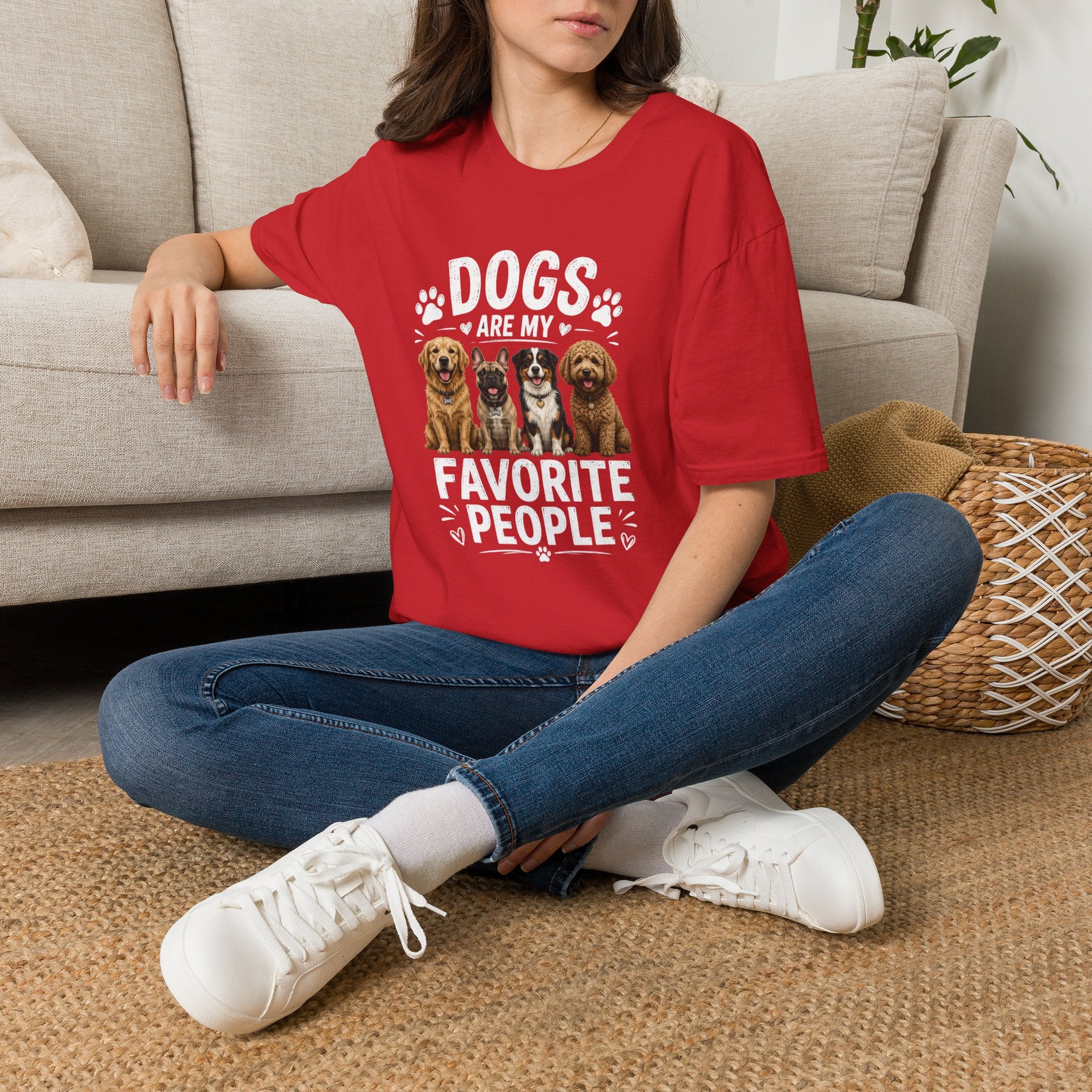 Dogs Are My Favorite People Cute Paw Print Dog Lover Tee
