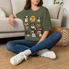 Cute Dog Faces T-Shirt — Grid of Cartoon Puppies Graphic Tee