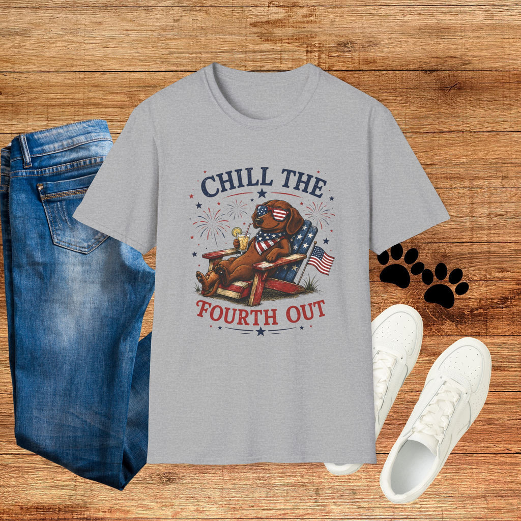 Patriotic "Chill the Fourth Out" T-Shirt — Relaxed 4th of July Dog Graphic Tee