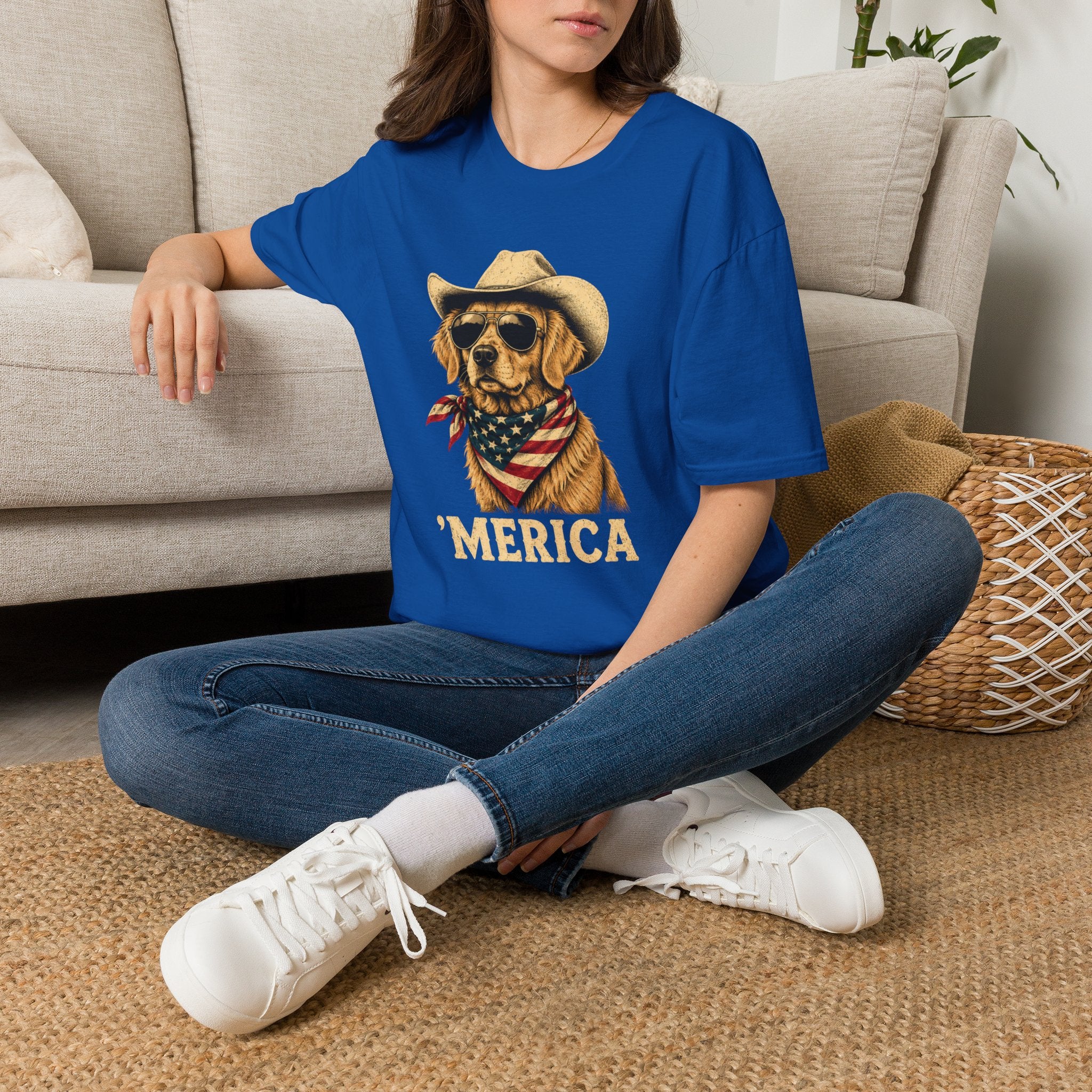 'Merica Dog T-Shirt — Patriotic Cowboy Golden Retriever Tee