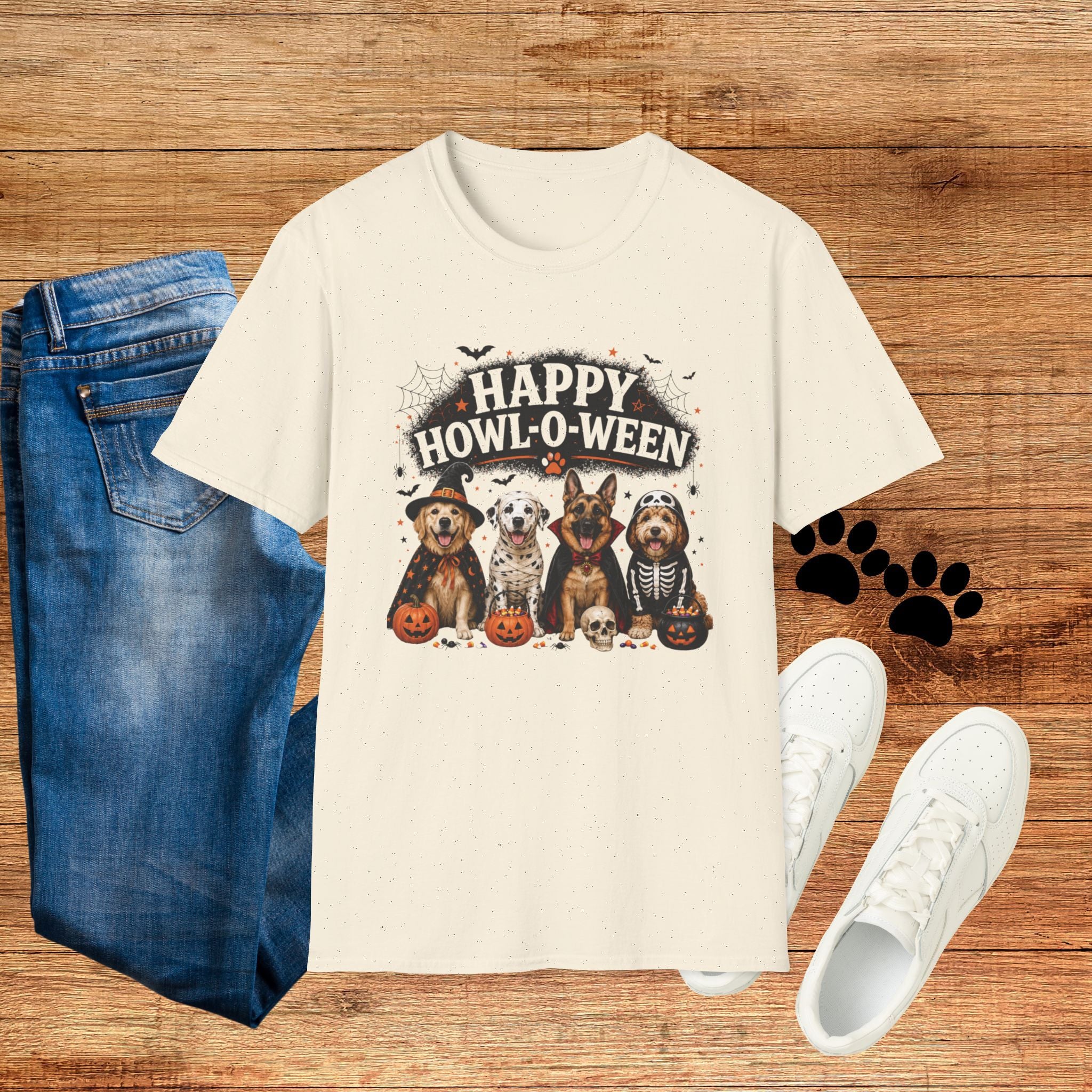 Happy Howl-O-Ween T-Shirt — Cute Dogs Halloween Graphic Tee