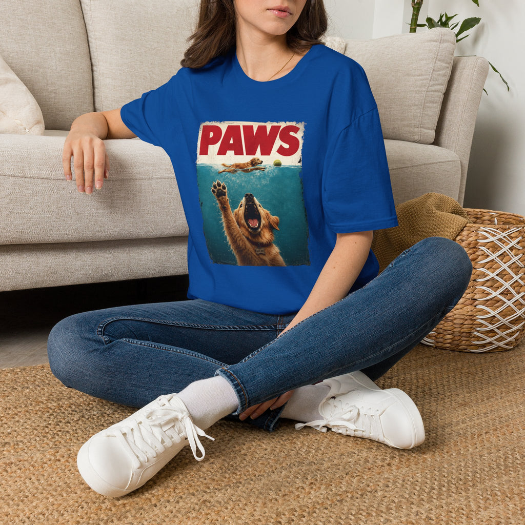 PAWS Dog Parody T-Shirt — Retro Beach Pup Graphic Tee for Dog Lovers