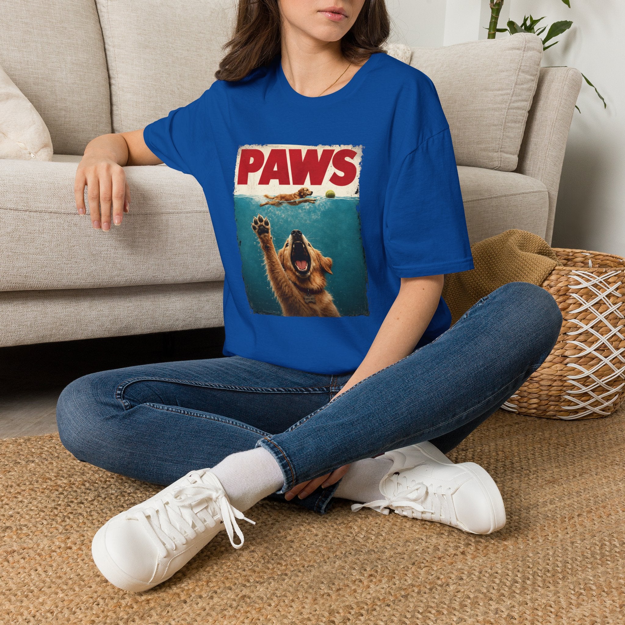 PAWS Dog Parody T-Shirt — Retro Beach Pup Graphic Tee for Dog Lovers