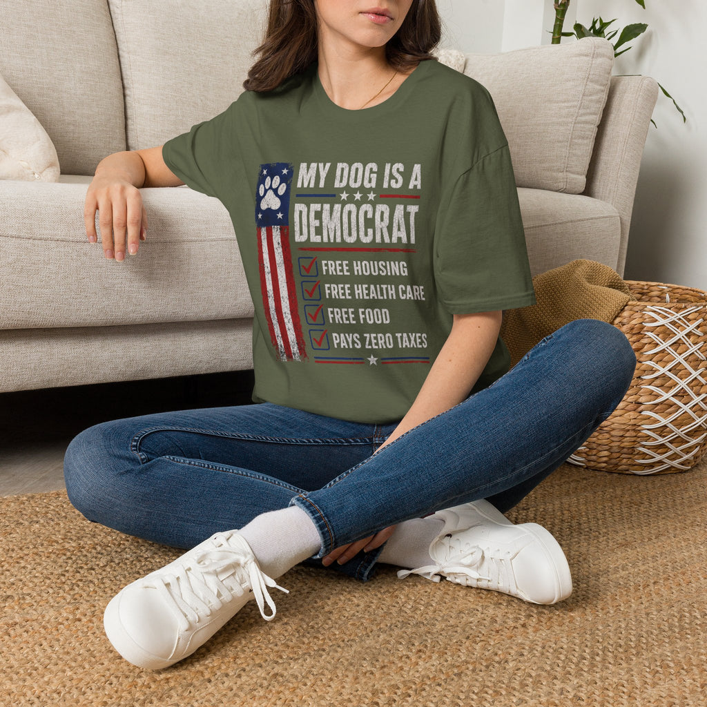 My Dog Is A Democrat T-Shirt — Patriotic Funny Political Dog Owner Tee