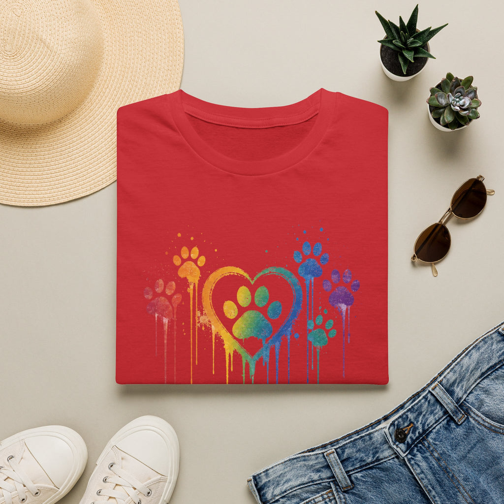 T-Shirt — Rainbow Paw Heart Tee (LGBTQ+ Pet Lover Pride Shirt)