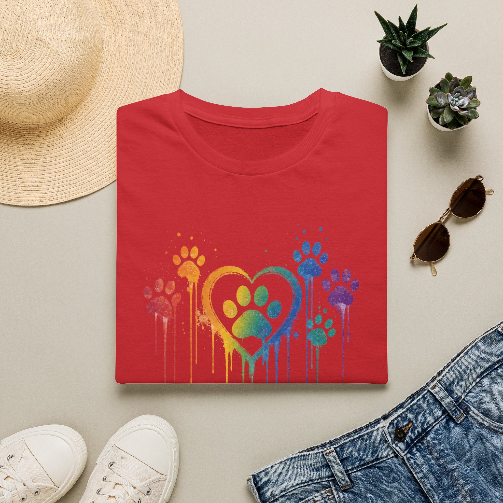 T-Shirt — Rainbow Paw Heart Tee (LGBTQ+ Pet Lover Pride Shirt)
