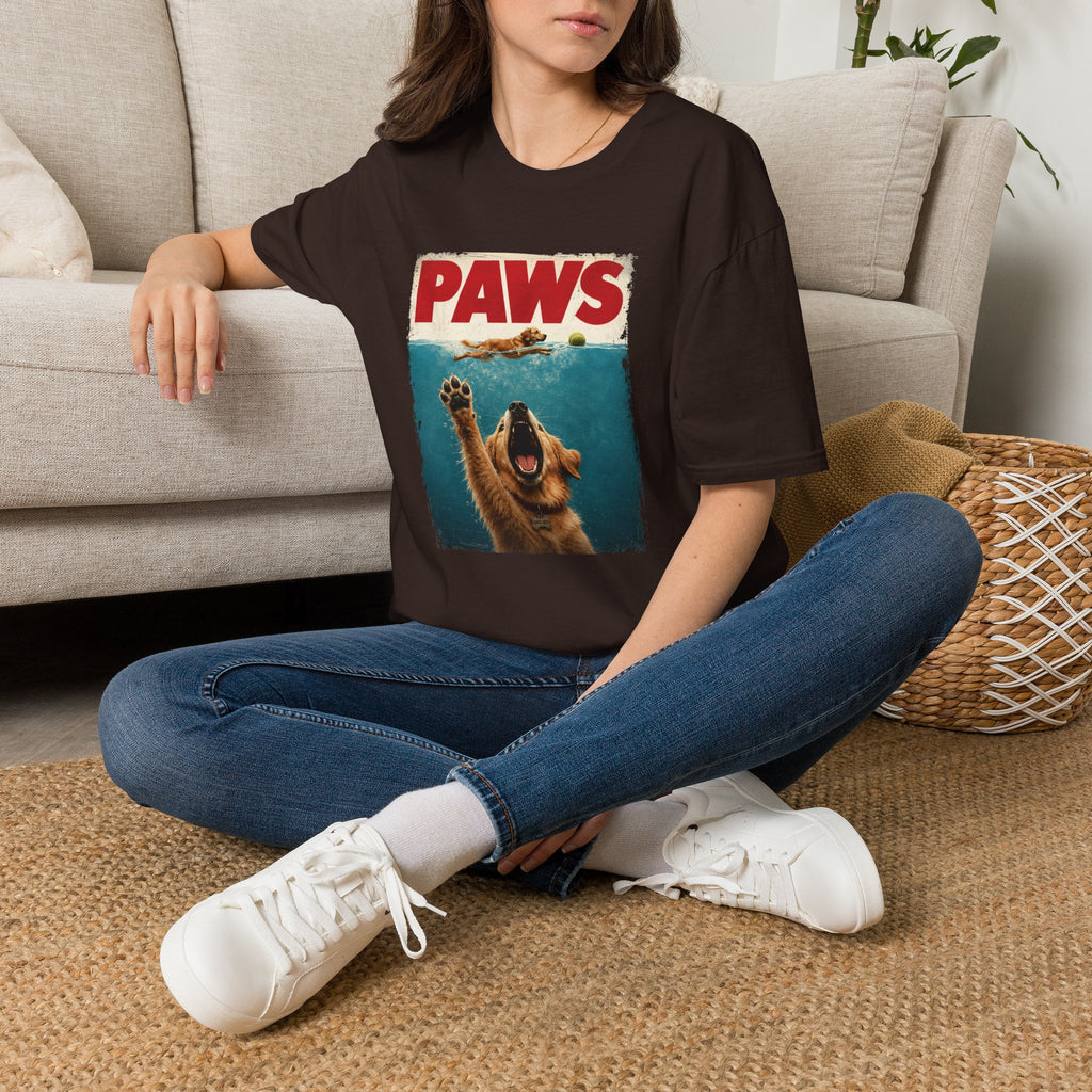 PAWS Dog Parody T-Shirt — Retro Beach Pup Graphic Tee for Dog Lovers