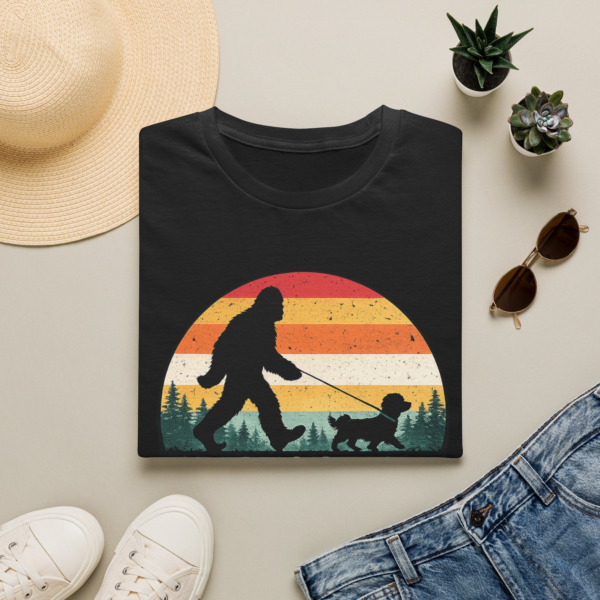 Bigfoot's Best Friend Retro Sunset Tee