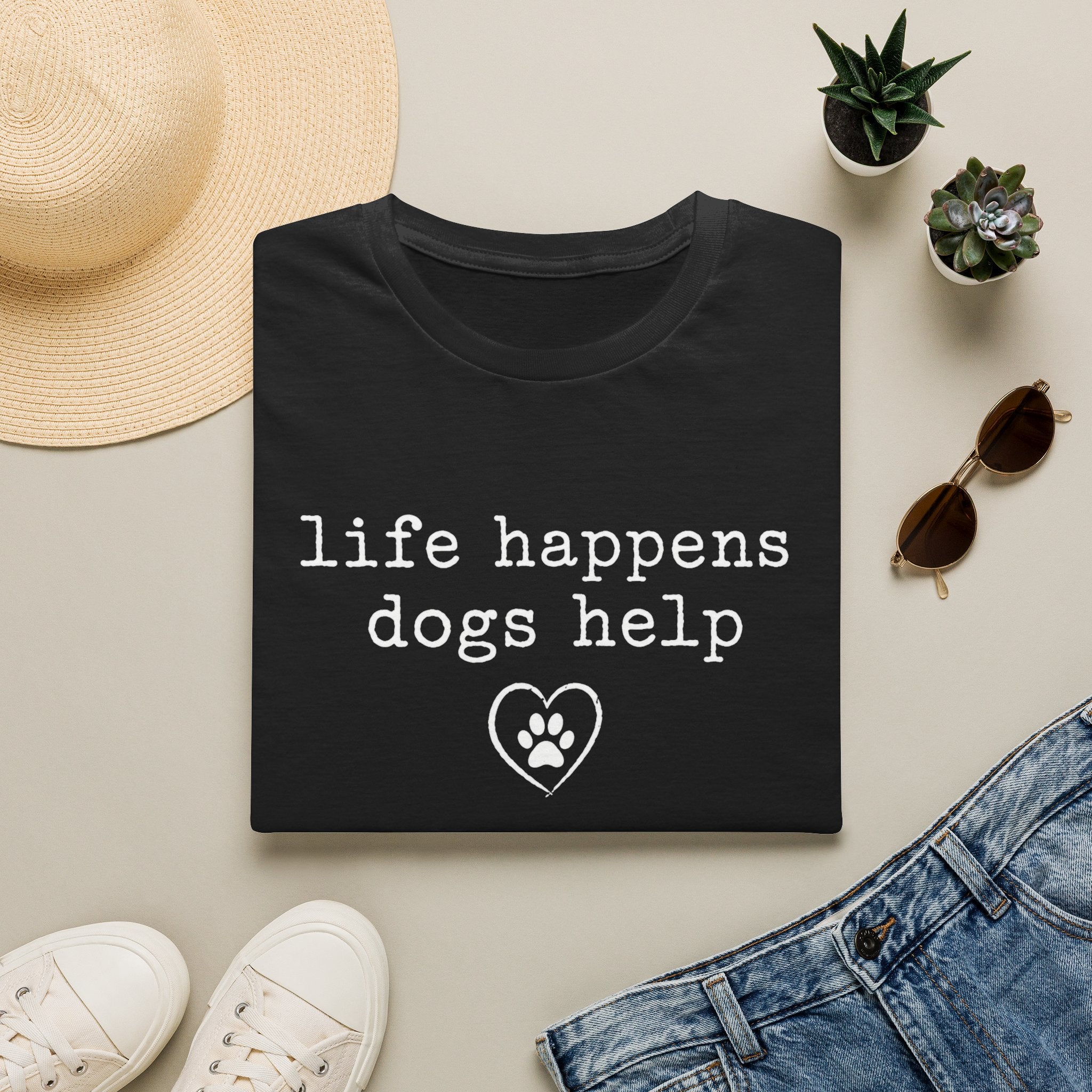 Life Happens Dogs Help Minimalist Dog Lover Tee