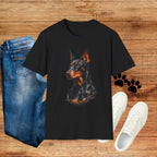 Doberman Portrait T‑Shirt — Realistic Dog Art Tee for Pet Lovers
