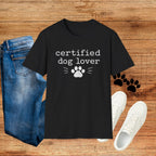 Certified Dog Lover T-Shirt — Paw Print Graphic Tee for Pet Owners