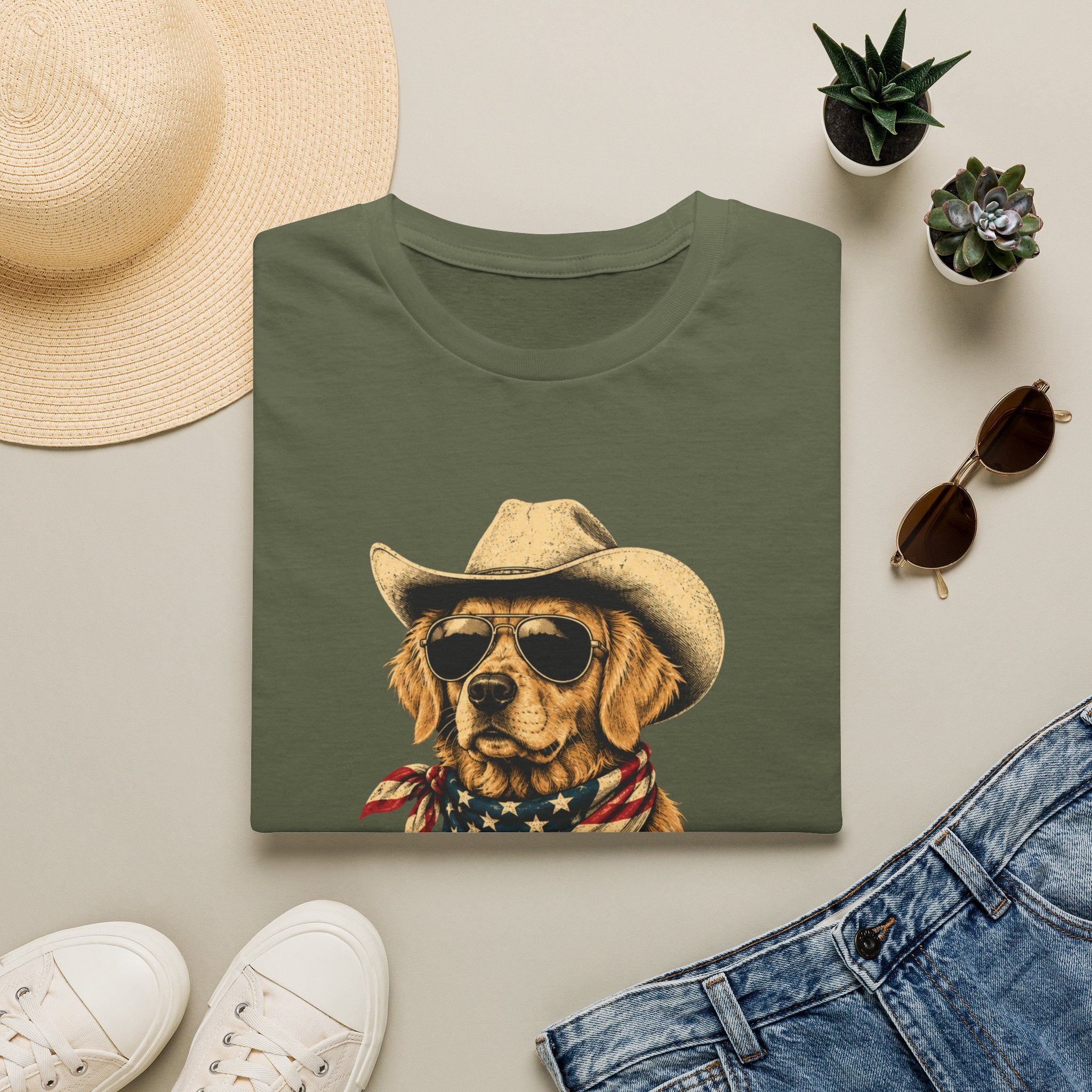 'Merica Dog T-Shirt — Patriotic Cowboy Golden Retriever Tee
