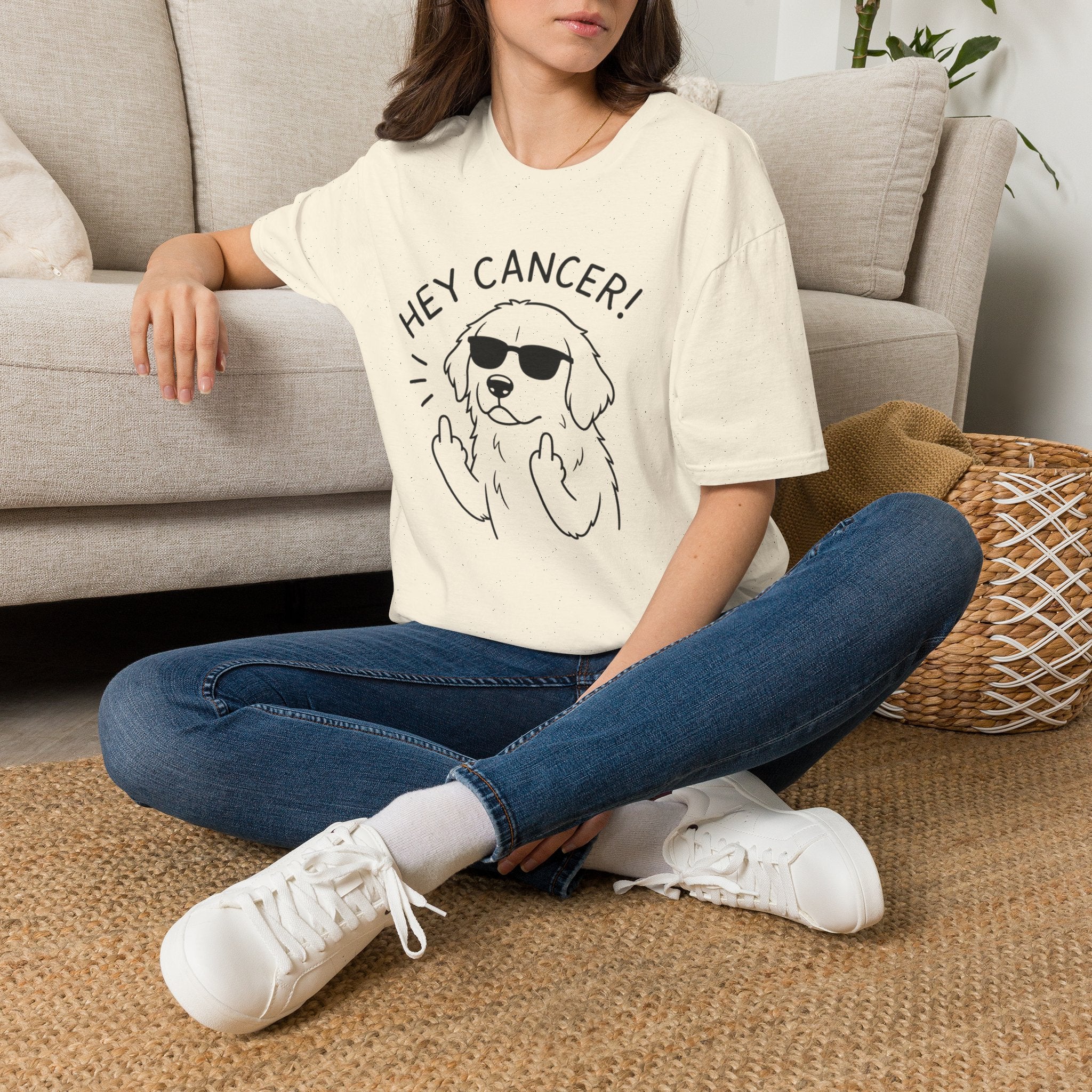 Hey Cancer! Dog Graphic T-Shirt — Cheeky Cancer Survivor Support Tee