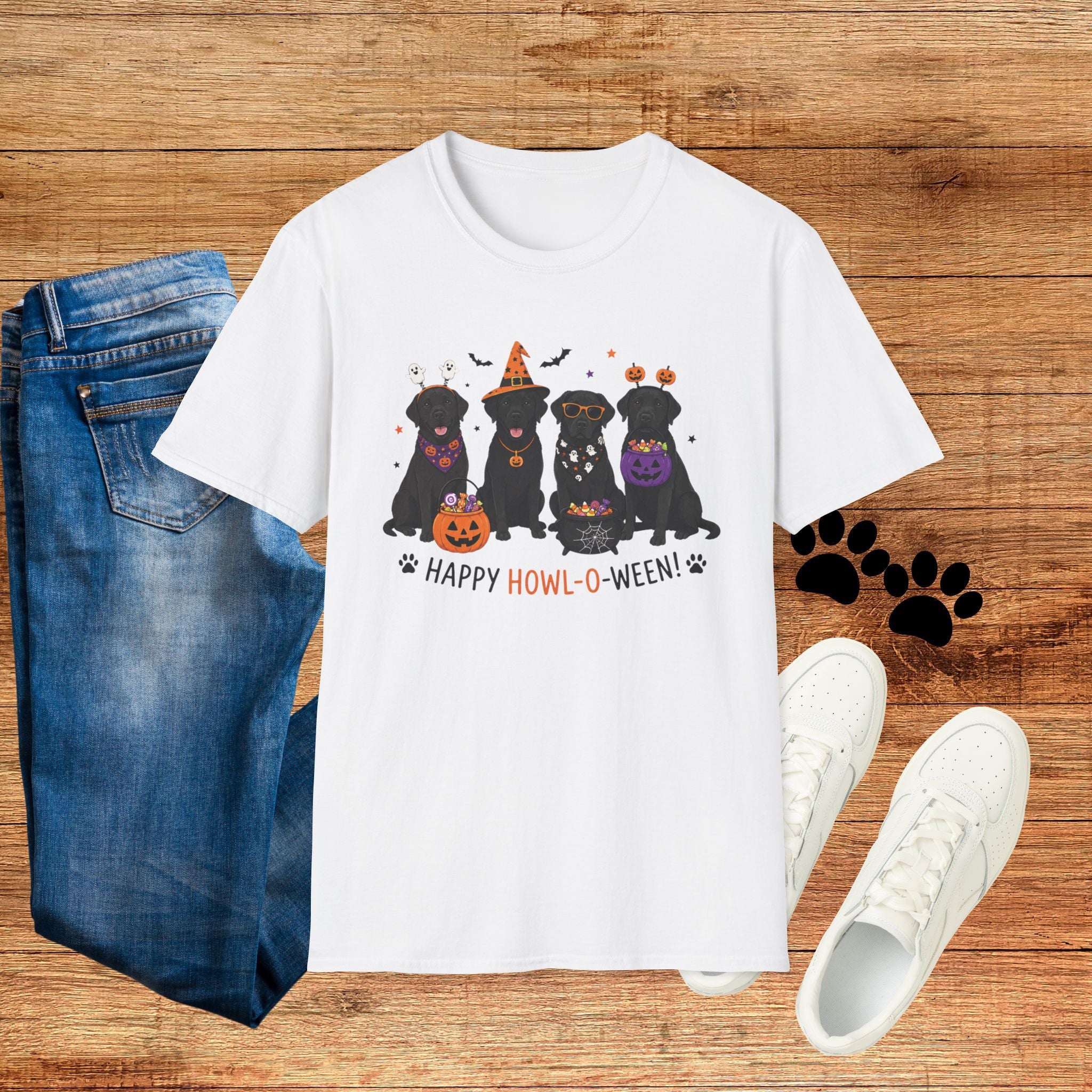 Halloween Black Labrador T-Shirt — Happy Howl-O-Ween Cute Dog Costume Tee