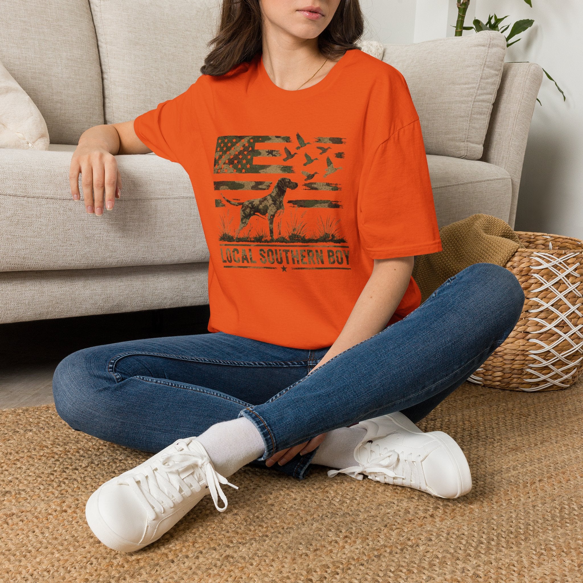 Duck Hunting American Flag T-Shirt — Local Southern Boy Retriever Design