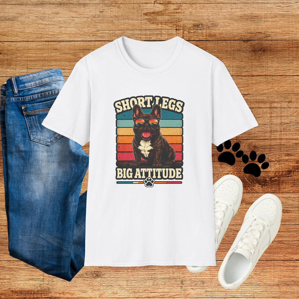 Short Legs Big Attitude T-Shirt — Retro French Bulldog Graphic Tee
